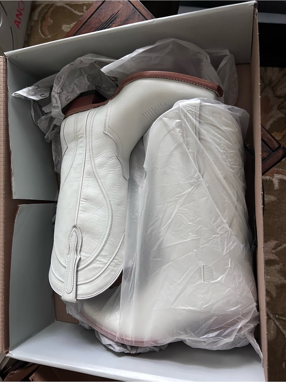 RUJO White Leather Western Cowboy Boots — the Abby - Picture 7 of 7